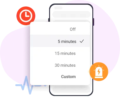 A mobile phone displays the notification frequency and duration selection