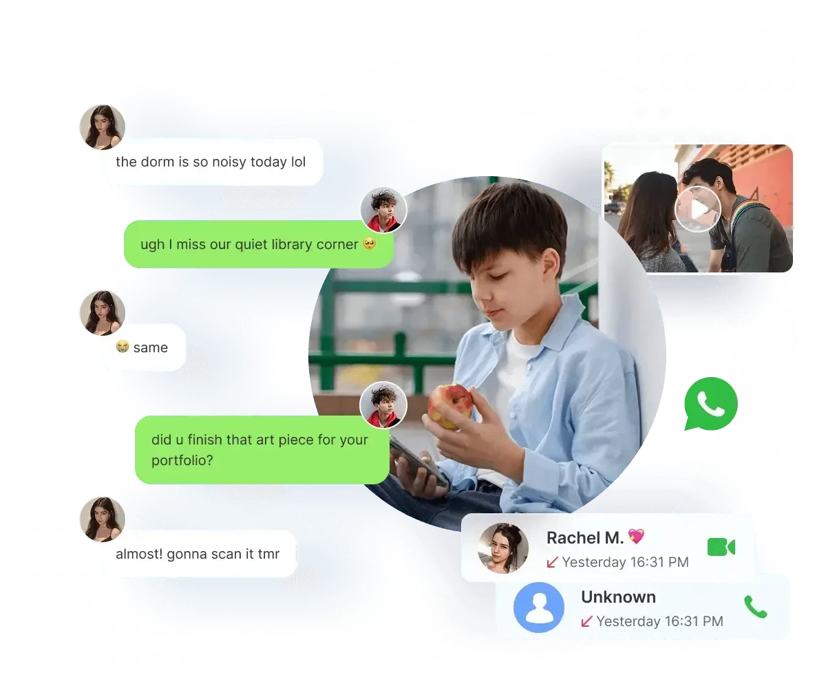 Illustration eines Telefons, das überwachte WhatsApp-Nachrichten anzeigt